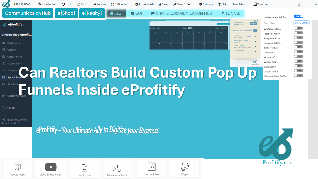 Can Realtors Build Custom Pop Up Funnels Inside eProfitify
